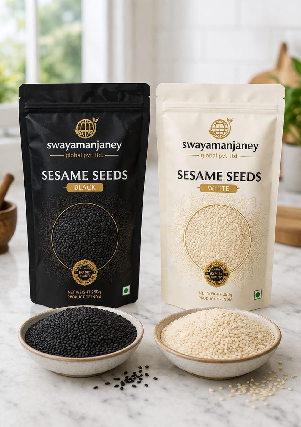 Premium Black and White Sesame Seeds Combo 250g Export Quality Pack